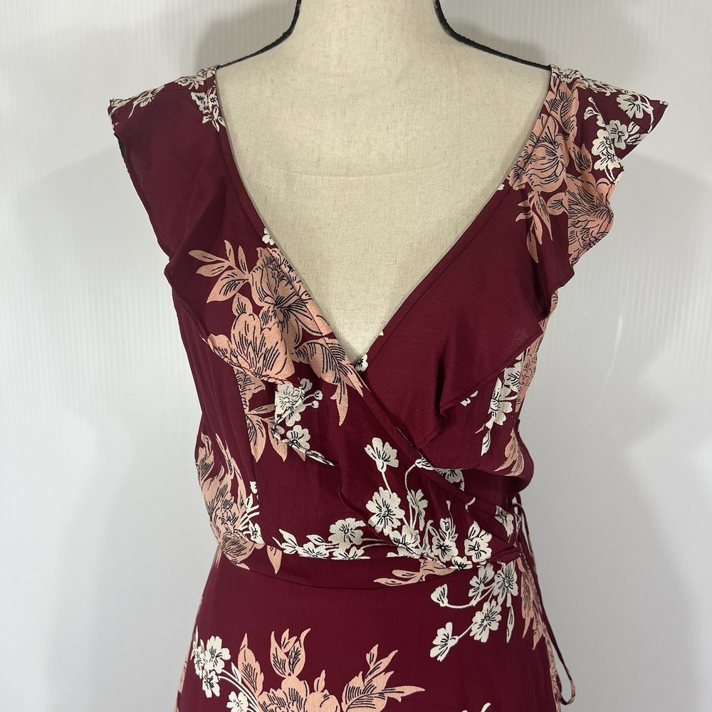 Privacy Please Revolve Fillmore Floral Maxi Dress Size Small Red High Low Ruffle - Picture 3 of 8